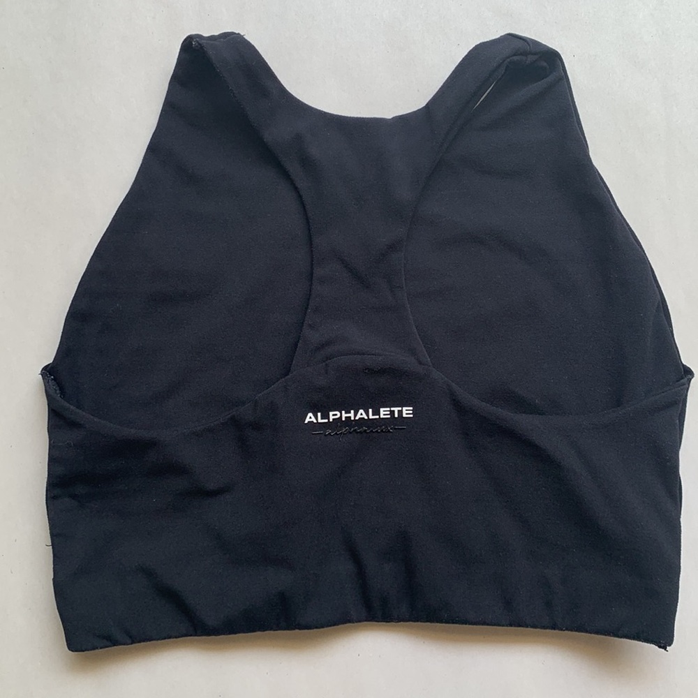 Alphalete Black Racerback Sports Bra High Neck Crop Top Size Small